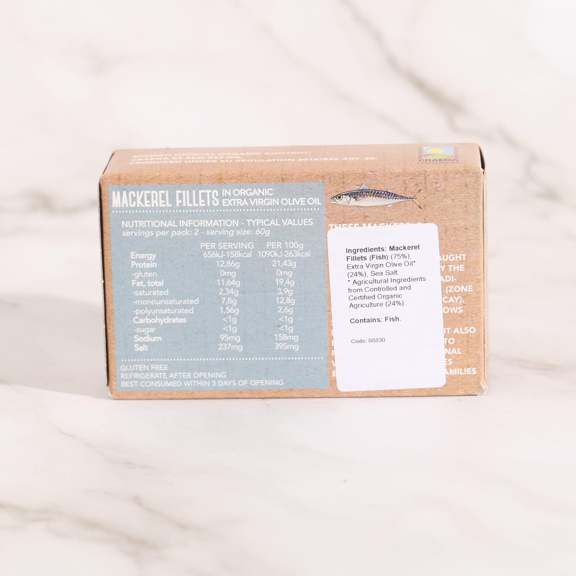Mackerel Fillets in Organic Olive Oil - Pan do Mar